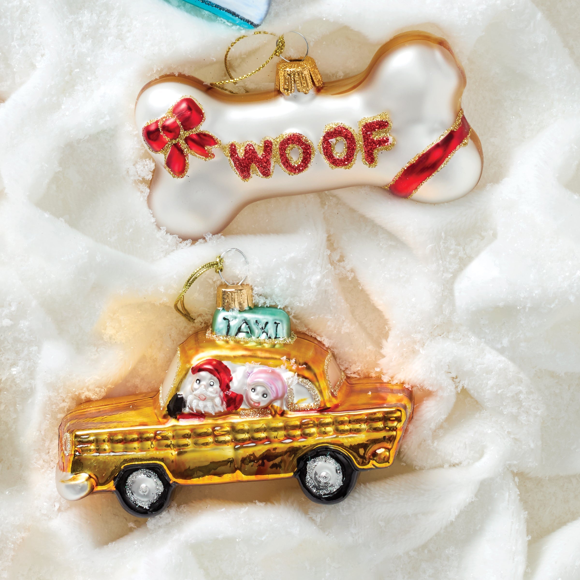 Blown Glass Taxi Ornament