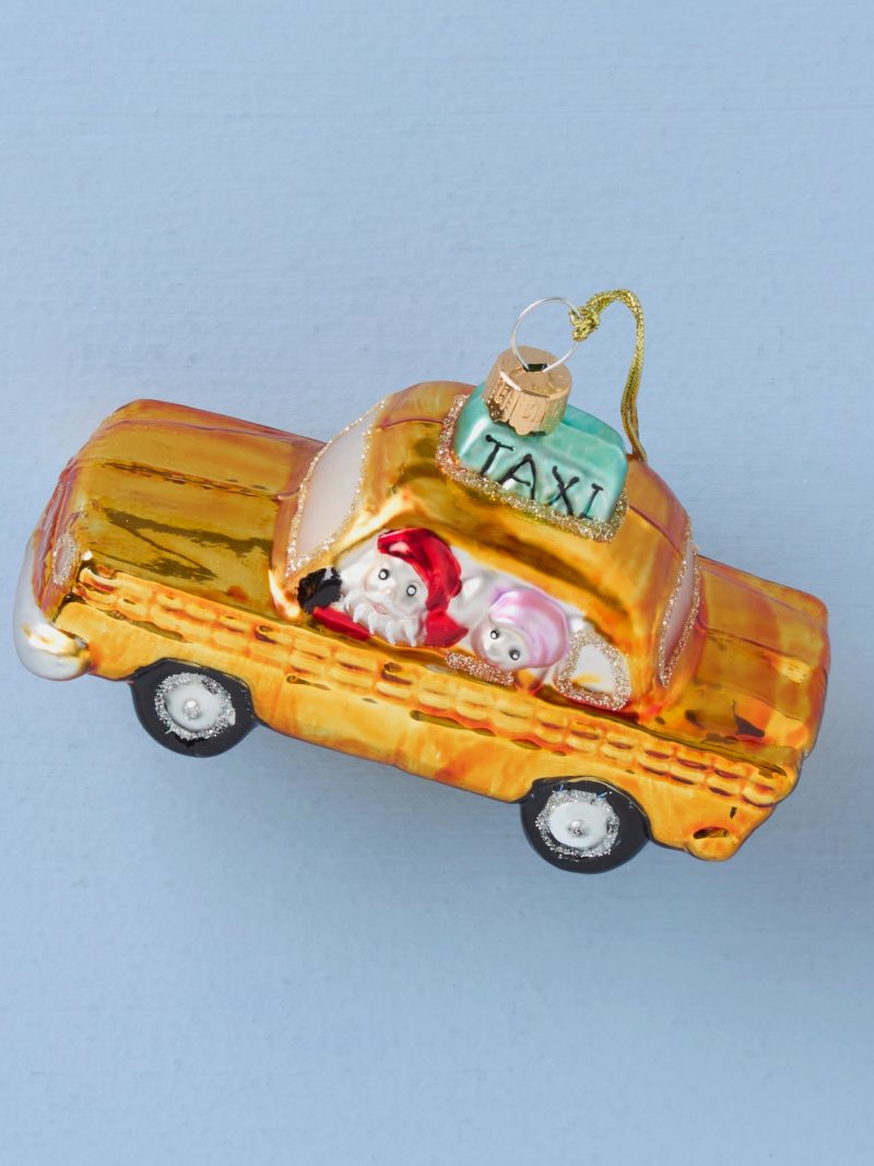 Blown Glass Taxi Ornament
